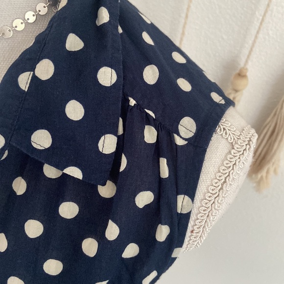 J. Crew navy polka dot shirt dress sleeveless tunic cream blue tie waist medium - Picture 7 of 15